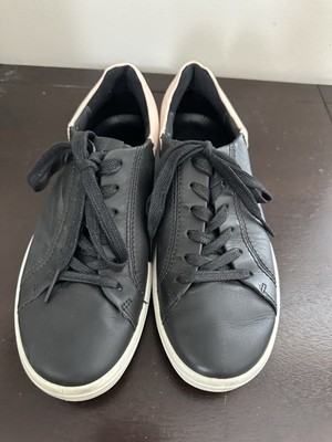 Ecco Womens Soft Street Shoes Womens 6 Black Leather Comfort Casual Sneakers
