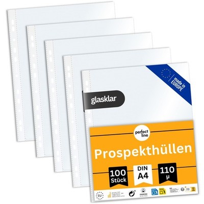 perfect line 100 Prospekthüllen A4 110µ glasklar extra stark Sammelhülle NEU OVP