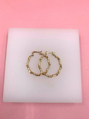 18K Gold Filled Hollow Twisted Lever back Hoop Earrings (K275-277)