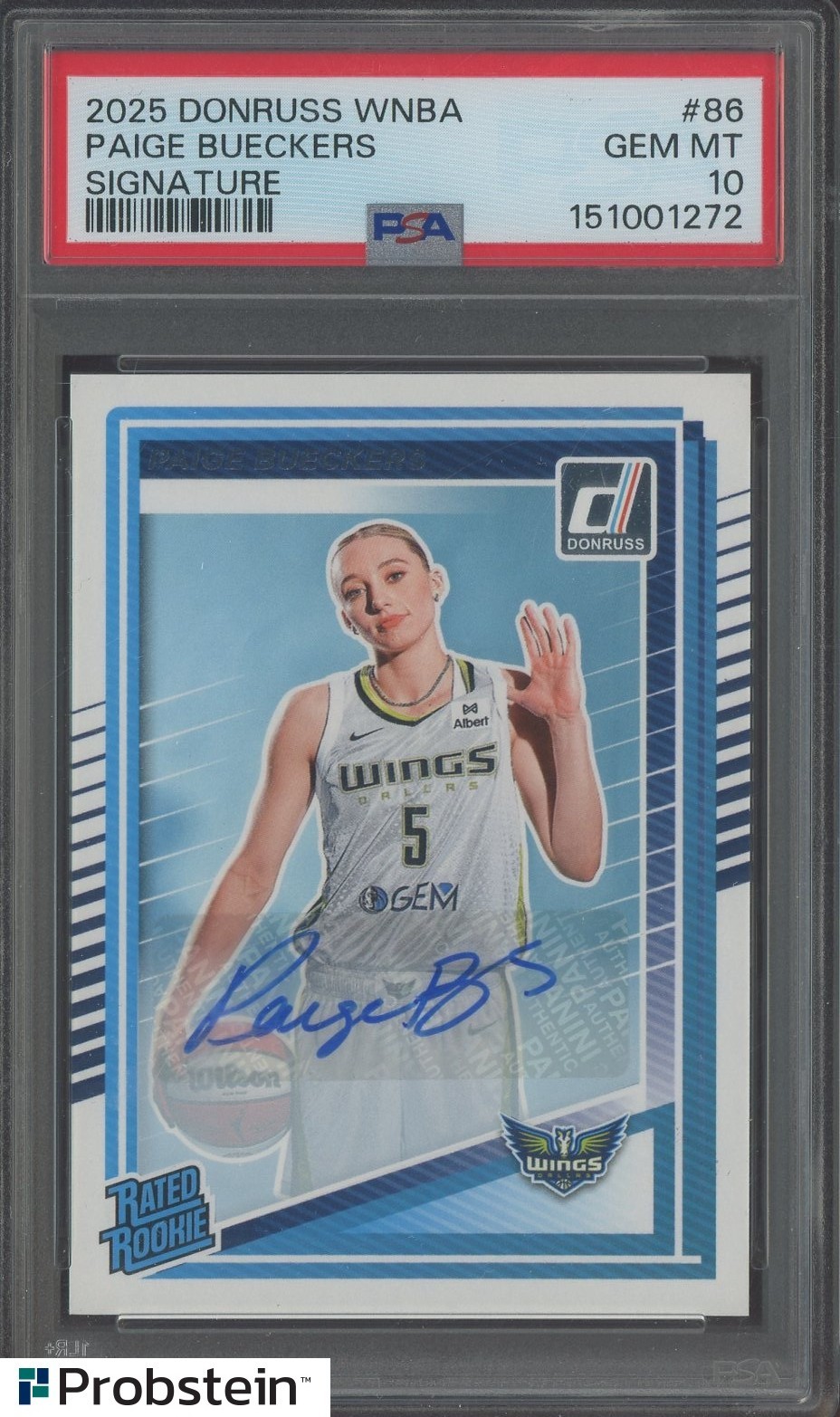 2025 Donruss WNBA #86 Paige Bueckers RC Rookie AUTO PSA 10 GEM MINT
