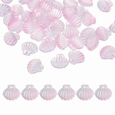 50 Pcs Glass Crystal Bead, Scallop Shape Beads for Jewelry Making, Light Pink