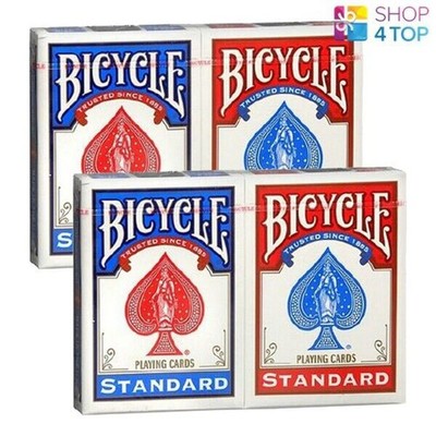4 Decks Bicycle Rider Back Standard Index Spielkarten 2 Rot 2 Blau NEU