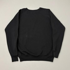 Vintage 80s Hanes Blank Black Sweatshirt Raglan USA Polycotton Size True Medium