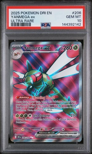 2025 POKEMON DRI EN-DESTINED RIVALS ULTRA RARE #206 YANMEGA EX PSA 10
