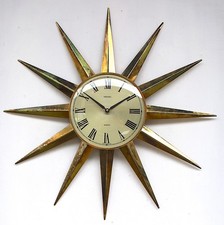 Huge 59cm METAMEC 1970s Sunburst Sunray Vintage Wall Clock Midcentury Retro