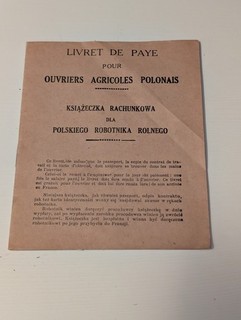 Rare Livret de Paye Ouvriers agricoles polonais Après Première guerre.