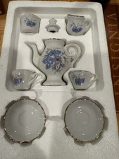 Reutter W Germany Child’s Toy Tea Set Forget-Me-Not Porcelain Vintage
