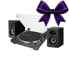 Audio-Technica AT-LP60XBT Bluetooth Stereo Turntable Speakers Pair (Black)