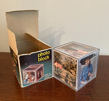 Vintage Photo Block Acrylic Cube for Square Instamatic Photos, Original Box
