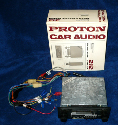 Vtg. Proton 212 FM/AM Cassette Car Audio System, Instructions, Wiring & Carton