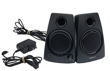 Logitech Z130 Stereo Speakers Black Pair PC MAC IPOD MP3 Boxed 3mm Jack