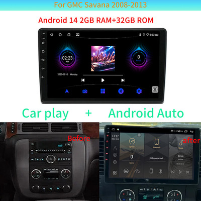 For GMC Savana 2008-2013 Android14 Car Stereo Radio Carplay GPS WIFI 2+32G Navi