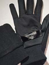 Express Black Knit Lined Knit Gloves Men S/M Wrist Length
