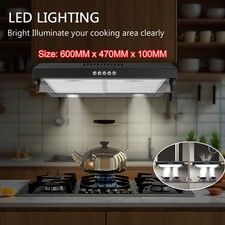 Top&Rear Vented Wall Mount Cooker Hood Kitchen Extractor Fan 60CM 200m³/h w/Ligh