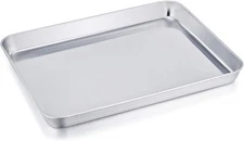TeamFar Stainless Steel Compact Toaster Oven Pan 8''x10.5''x1'', Metal Silver 