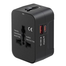 Universal Travel Adapter USB C, All in One Worldwide Plug Adapter, Black