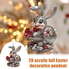 Acrylic Easter Bunny Pendant Sparkling Festive Design Y6Z7  