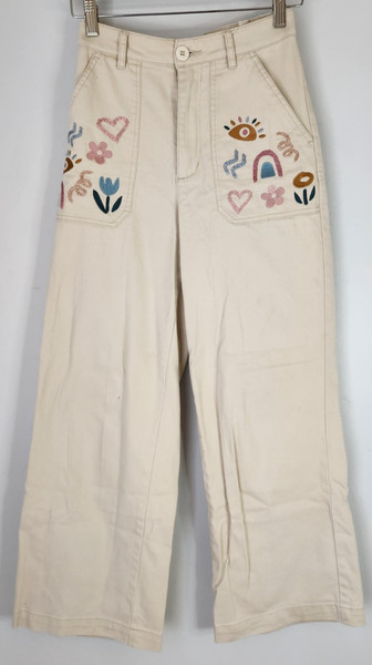 PRINCESS HIGHWAY Womens Size 8 Floral Embroidered Boho Pants High Waist Flare