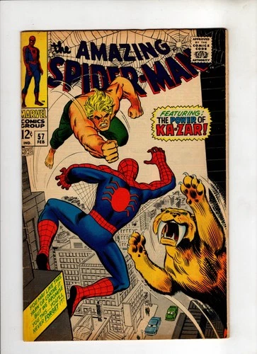 AMAZING SPIDER-MAN #57 1968 MARVEL VG/FN 5.0 KA-ZAR APPEARANCE!