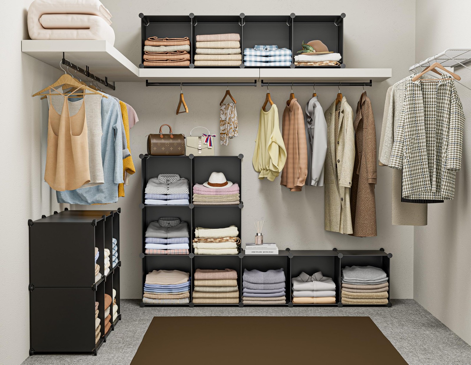 6 Cube Storage Organizer Closet Cabinet Shelf Bookcase 11.8 Inch Black Kids