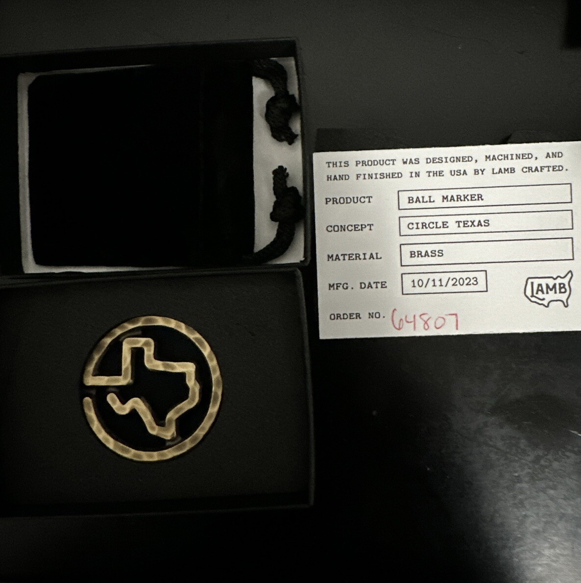 NEW Tyson Lamb Crafted Circle Texas Marker - Brass