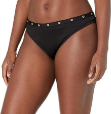 Bar III Women's Swimwear Brand Banded Hipster Pant Bikini Bottom, Black, S