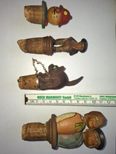4 alter Zierkorken /Flaschenverschluss  Katze,Feuerweh mit Gebrauchsspuren