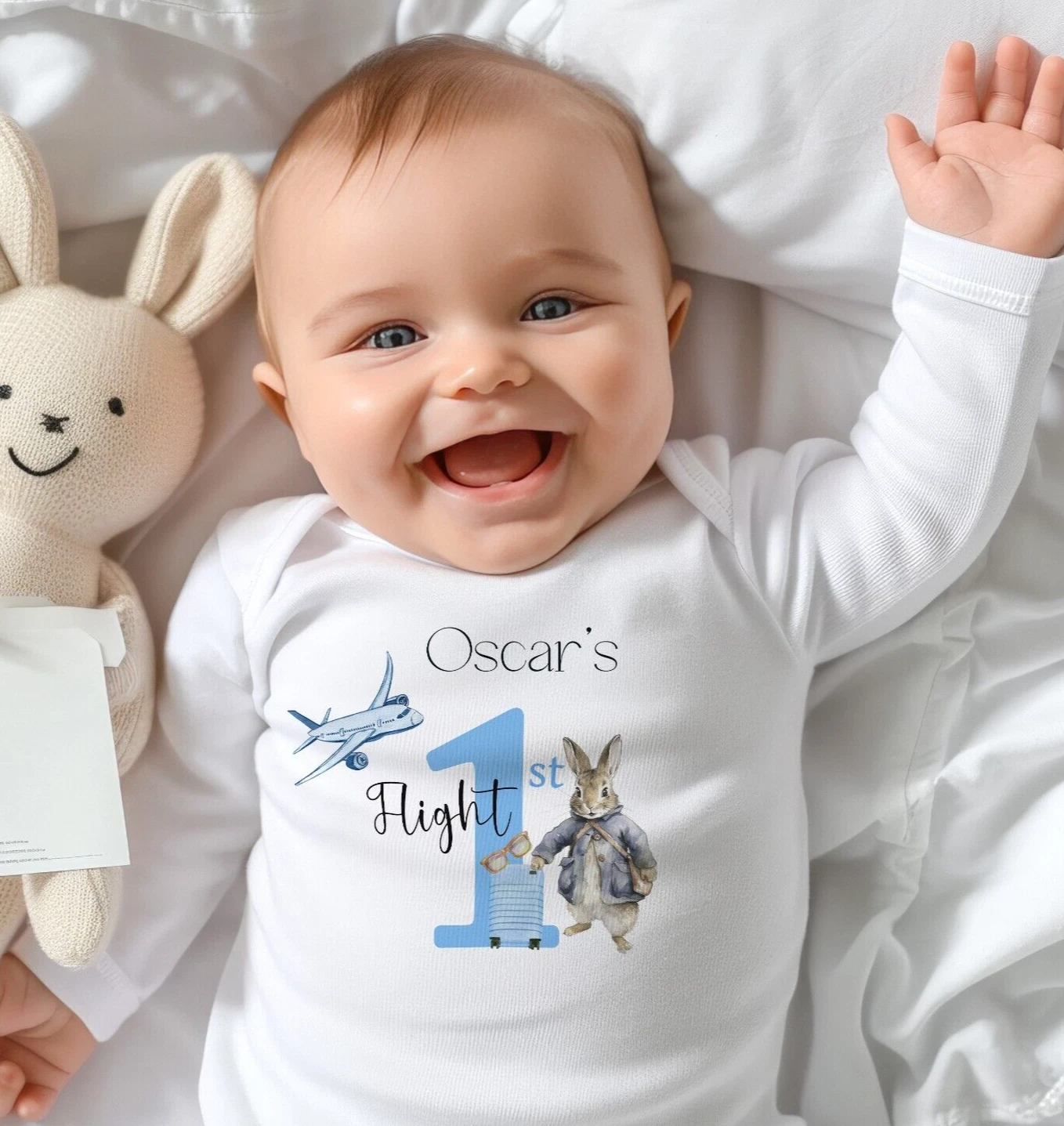 Personalised First Flyer Holiday Baby Romper Bib Set, Quality toddler Clothing