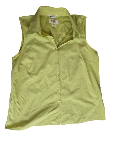 Talbots Womens Green Sleeveless Button-Front Blouse Size 12