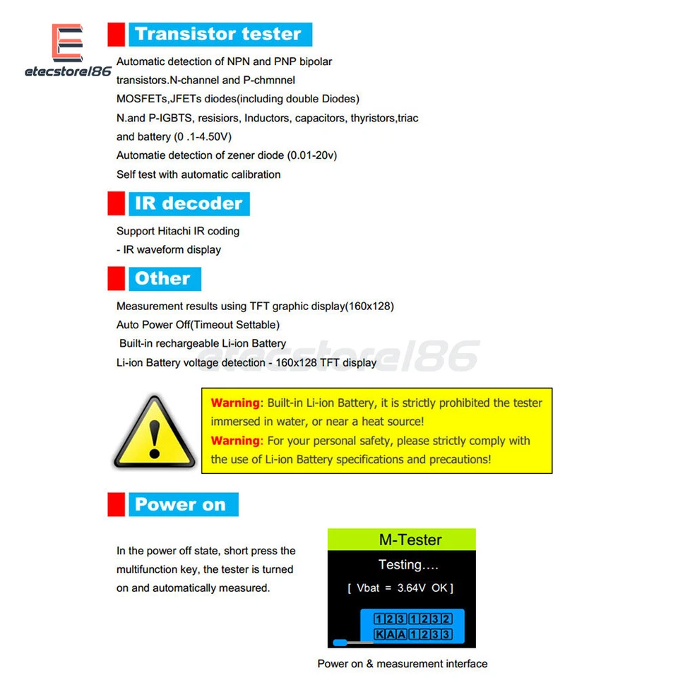 Transistor Tester Komponententester LCR TC1 Diode Widerstand Kapazität Potis DE - Bild 4 von 4