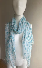 Natasha Lightweight Sculls Infinity Scarf White and Blue