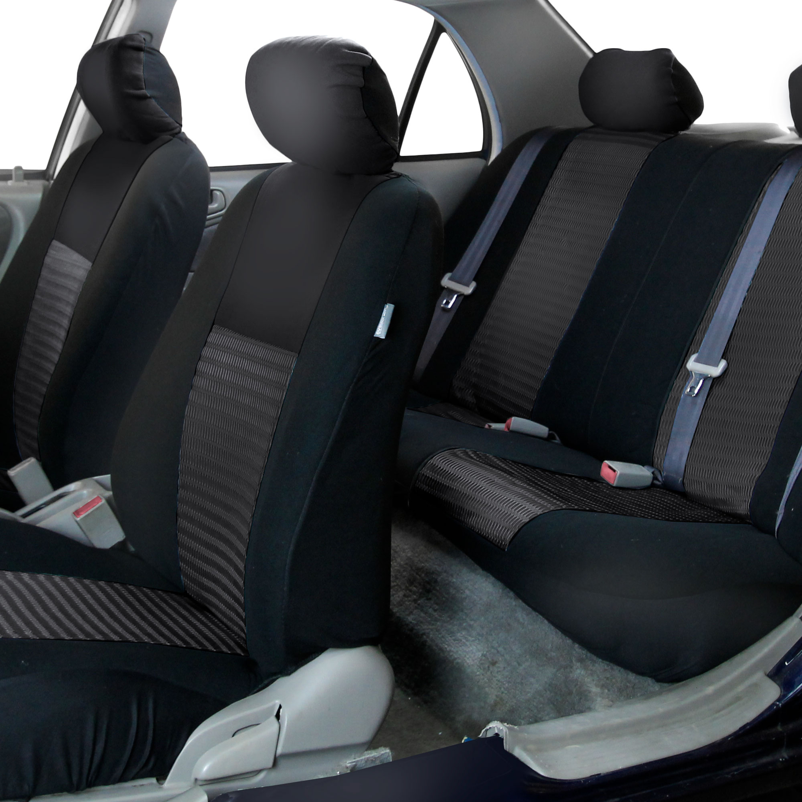 Mesh Car Seat Covers Front Rear Full Set For Auto Car SUV Van Solid Black