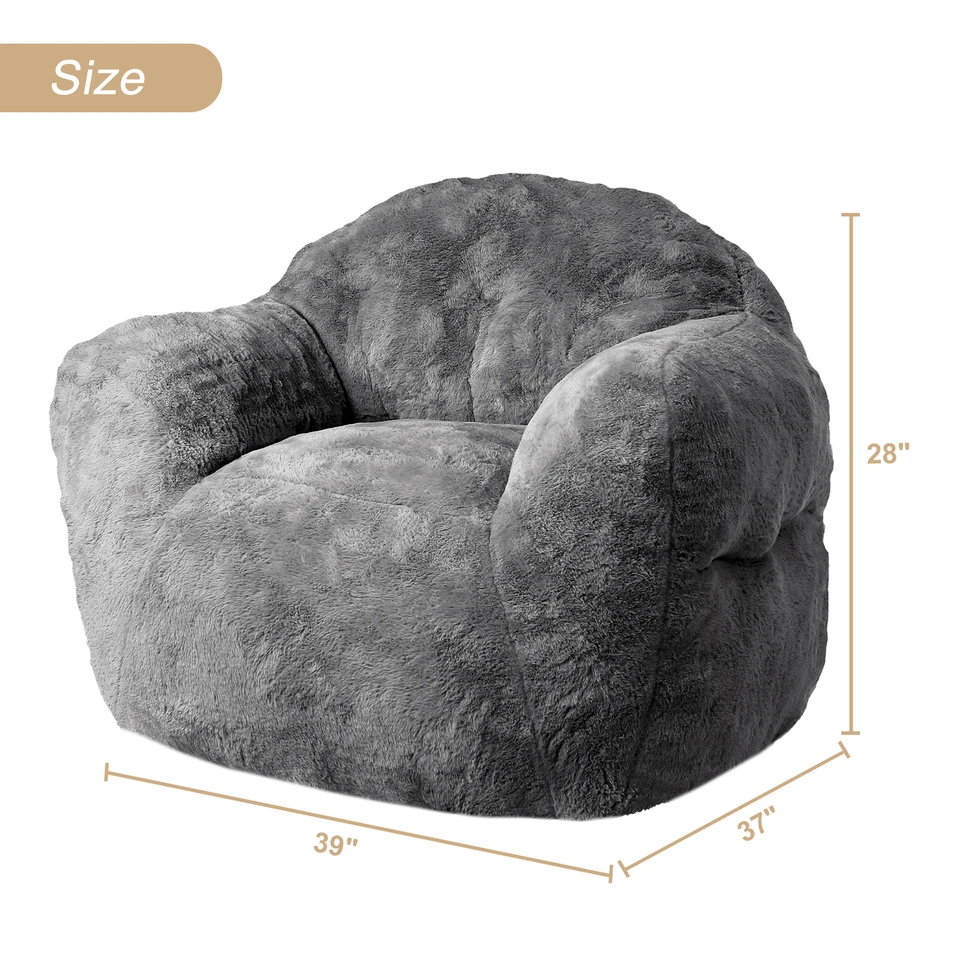 Giant Bean Bag Sofa Lounger Hign-Density Foam Filled Lazy Chair with Armrests US - Image 3 of 4