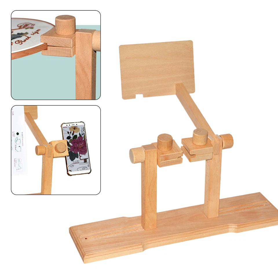 Soporte de aro de madera bordado punto de cruz soporte de marco portátil estante hágalo usted mismo costura Foto 4 de 4