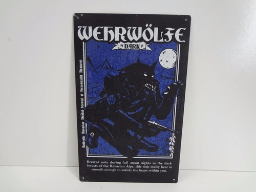Vintage Style Metal Bar Sign - Werwolfe Dark Brewery Beer 10" x 16" - Sigh Co.