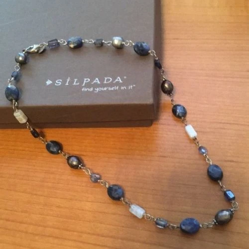 Silpada серебро содалит синий кружева халцедон жемчуг ожерелье N1308 - Изображение 3 из 4