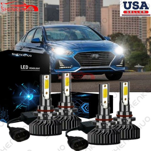 For Hyundai Sonata 2016 2017 2018 Combo 4Pcs 9005 LED Headlight High