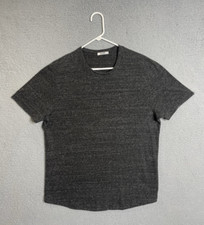Buck Mason Slub Curved Hem T Shirt Mens L Gray Crewneck Tee Made USA Cotton