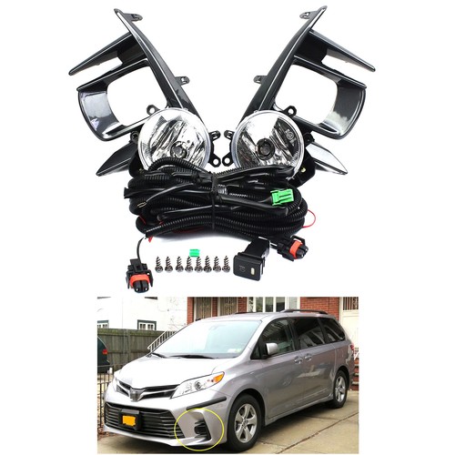 Front Bumper Fog Light For 2018 2019 Toyota Sienna w/Bulbs + Switch + Wire/1Pair - Picture 2 of 16