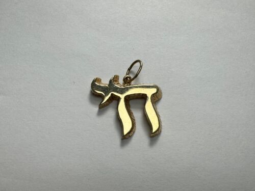 Chai Pendant in 14K Solid Yellow Gold Hand Made - image 1