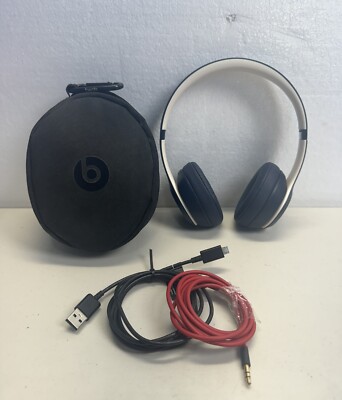 Beats Solo Blue Red On-Ear Wireless Headphones With Wire, Charger, Case 