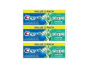 BL Crest Toothpaste 5.4 oz Plus Scope Value Pk 2 Minty Fresh - THREE PACK
