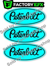 3 Custom Teal Black Peterbilt Grille Hood Decal Emblems Truck 359 378 379