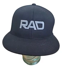 RAD BMX Hat Cap Port Authority Adult S/M Black 210 Fitted Flat Brim Trucker