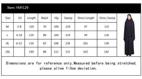 Two Piece Muslim Women Overhead Khimar Hijab Long Skirt Abaya Islamic Kaftan Set - Picture 99 of 110