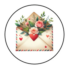 Happy mail envelope seals, stickers, labels, tags, flowers, mail box