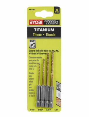 Ryobi AR1859G Hex Shank Pilot Titanium Drill Bit Set (4 Piece)
