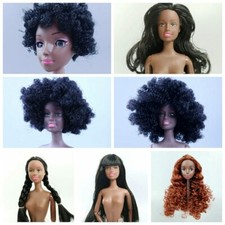 Black Red Wavy Hair Make Up Plastic Chocolate Head for 11.5" Doll Heads 1/6 Toys