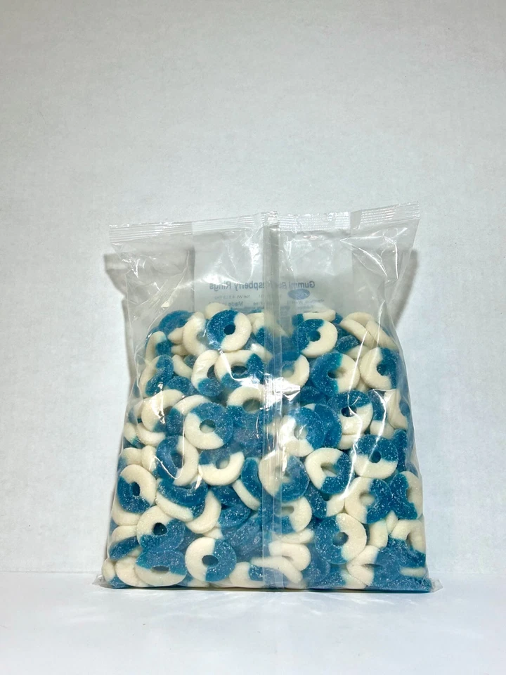 Caramelo anillo gomoso frambuesa azul 8 oz 1 lb 2 lb 3 lb 4 lb 4,5 lb bolsa caramelo fresco Foto 3 de 4