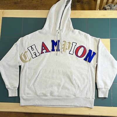 Champion Reverse Weave Spellout Script Old English Mens Sz XL Hoodie  Sweatshirt